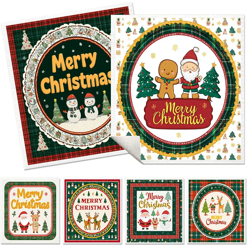 6PCS Swedish Dishcloths Kitchen Dish Towels Absorbent Dish Rags Soft Non-woven Cloths For Washing Dishes Cleaning Christmas Gift