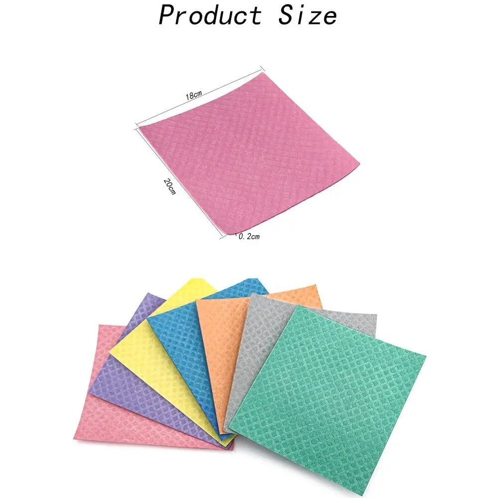10Pcs Reusable Cellulose Sponge Cloth Colorful Square Ultra Absorbent Dish Towels Durable Swedish Dishcloths Kitchen